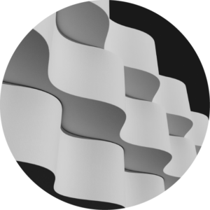 Abstract white wave-like architectural panels against a dark background, forming flowing curves.